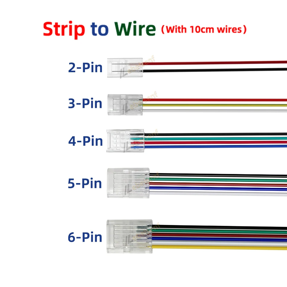 8mm 10mm 2Pin 3Pin 4Pin 5Pin 6Pin 12mm IP20 IP65 Taśma LED do pasków lub linii Szybkozłączki Przedłużacz Przewód Zaciski Złącza