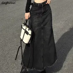 Denim Skirts Women High Waist Distressed Vintage American Streetwear Ulzzang  Students Spring Chic Trendy Gothic Faldas