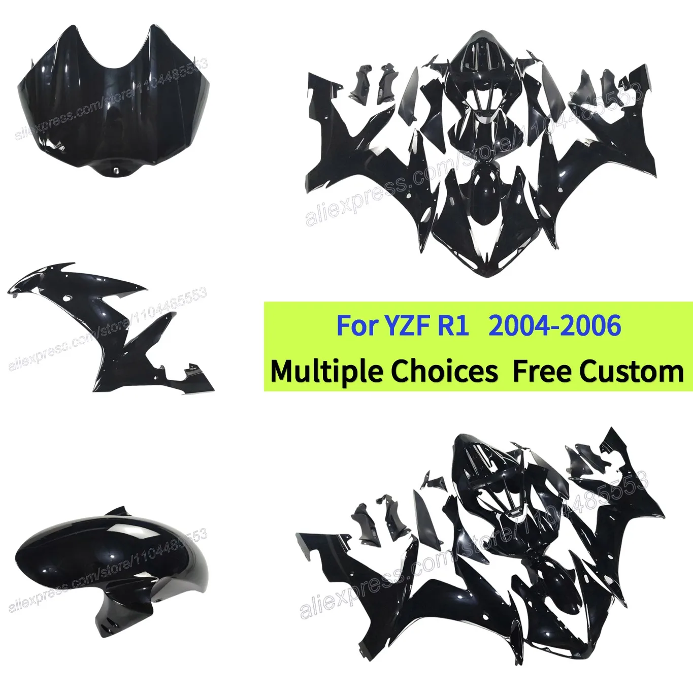 

Fairing kit fit for YAMAHA 2004-2006 YZF-R1 YZF R1 04 05 06 All black Motorcycle fairings body kits