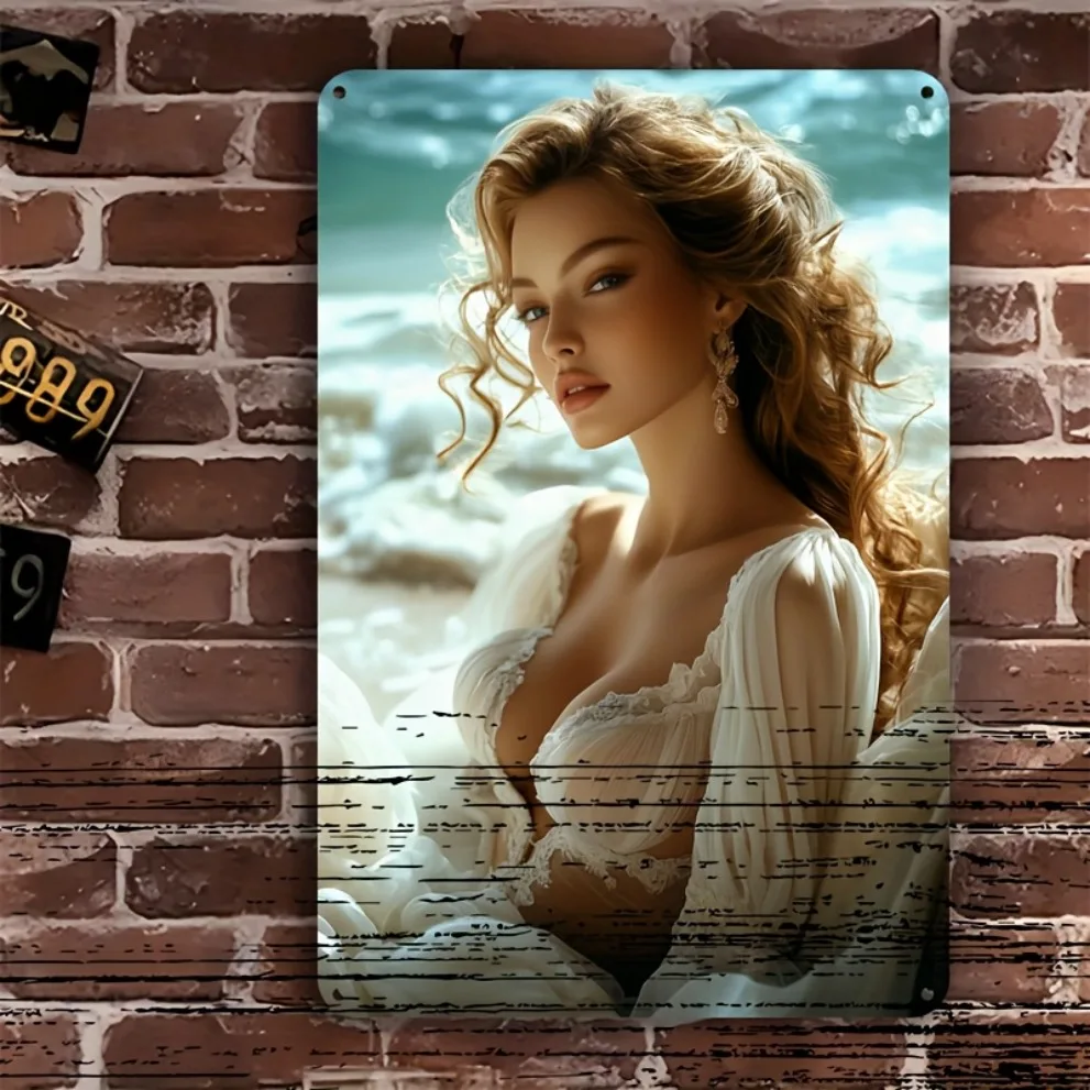 

Vintage White Lace Tin Sign - Artistic 8x12" Metal Wall Decor for Living Room & Bedroom