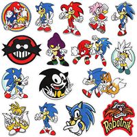 16styles Sonic Anime Figure Embroidered Patches Cartoon Hedgehog Children Apparel Cloth Patch Decoration Diy Graphic Printing