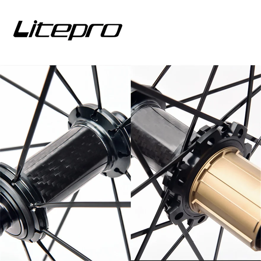 Litepro 40MM 700C Carbon Fibre Hub Straight Pull Wheels Alloy Rim 6 Claws 11S Road Bicycle V Brake Wheelset 1900G