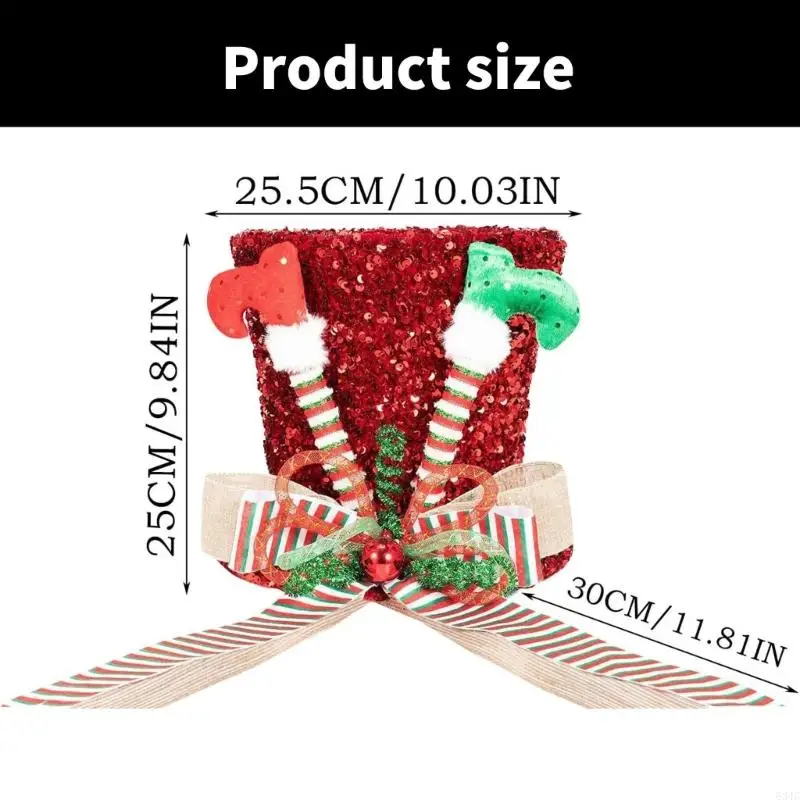 634C 크리스마스 트리 토퍼 모자 탁상 장식품 계절 휴가 장식