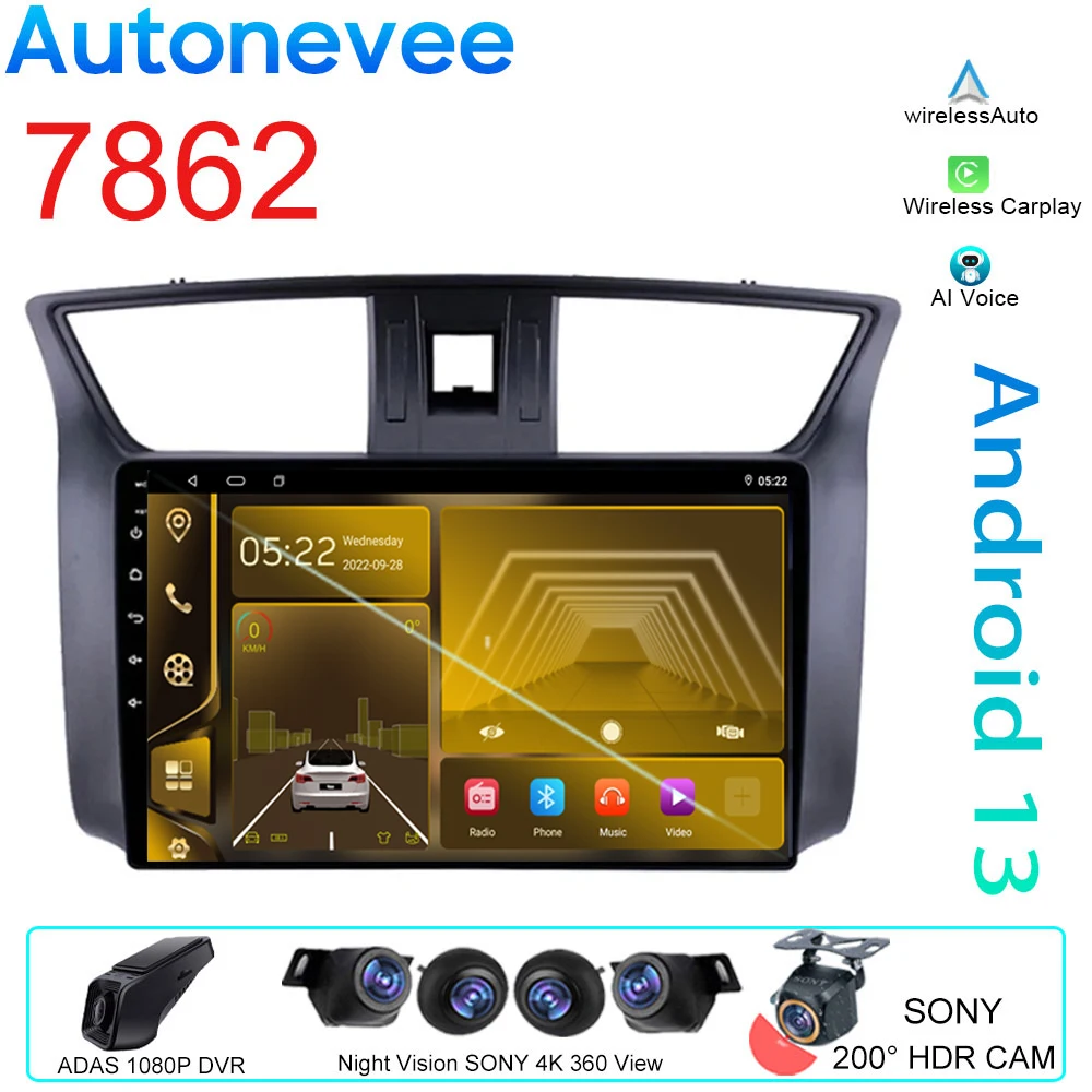 

QLED For Nissan Sylphy Sentra B17 2012-2017 Car Radio Multimedia Video Player Navigation GPS 5G WIFI Android Auto 4G No 2Din DVD