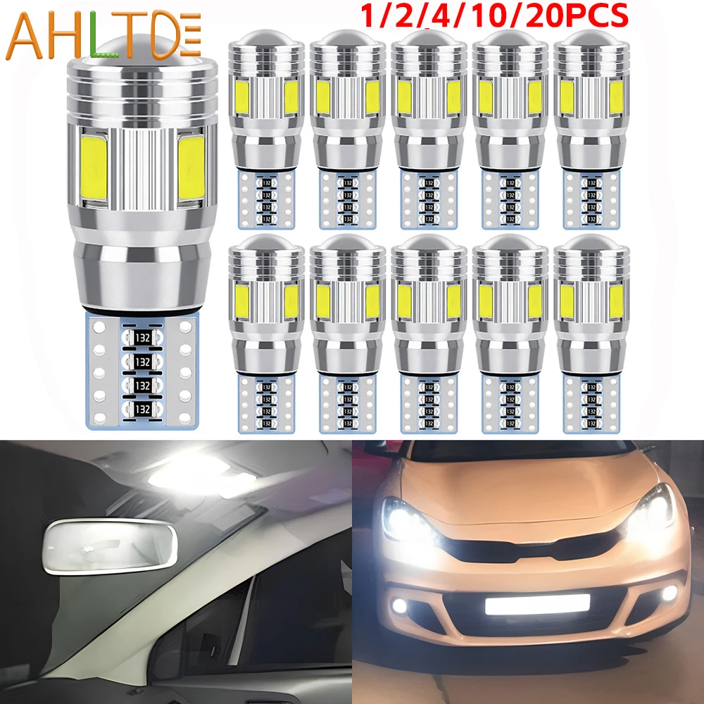 1/2/4/10PCS Auto Dome Reading Light T10 W5W 5630 6SMD Car Turn Signal Side Lamp Multiple Colors License Plate Trunk Parking bulb