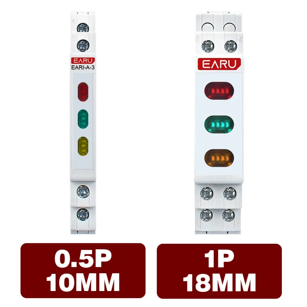 10/18mm Rail Indicator Light AC DC 220V 230V LED Dual Color Signal Light Tri Color Indicator 50/60Hz Light Red Green Blue