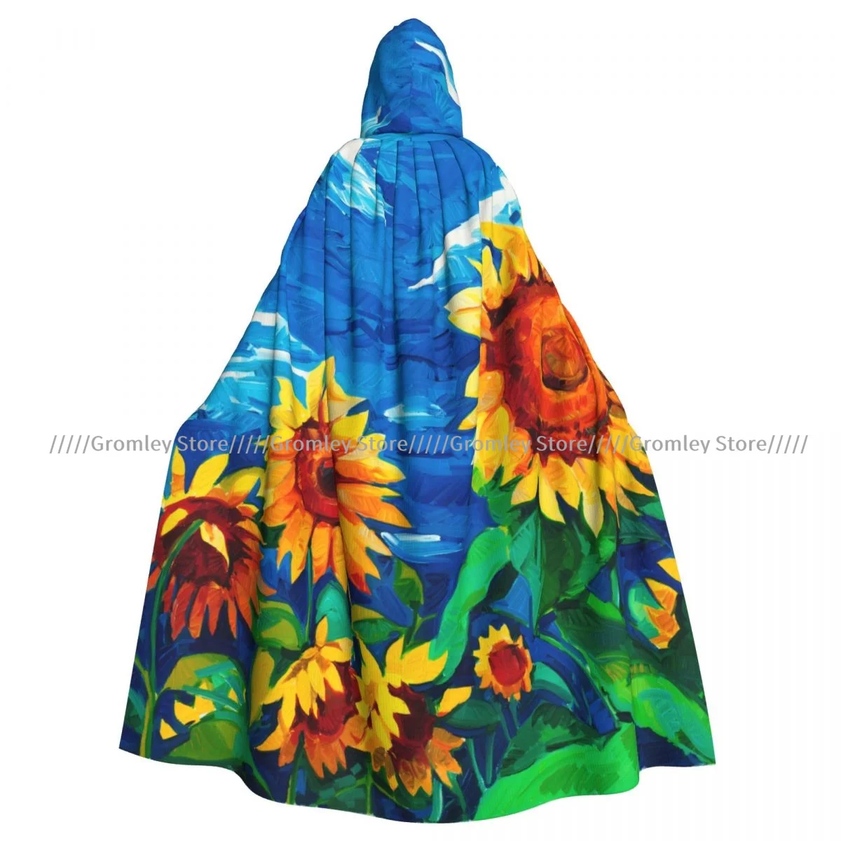 Sunflowers Painting Witch Cloak Halloween Cosplay Costume Adult Unisex Cloak Retro Ages Cape