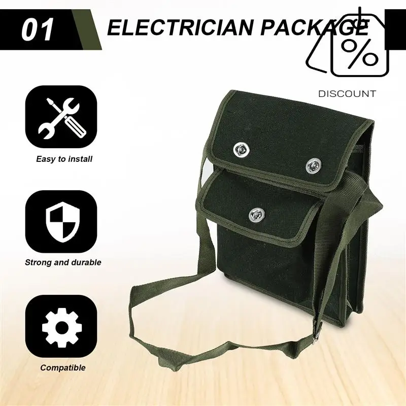 Opbergtas voor elektriciens Gereedschapsset Reparatieset Communicatie met één schouder Loodgietertas Kan zaklampsleutels opbergen-AT30