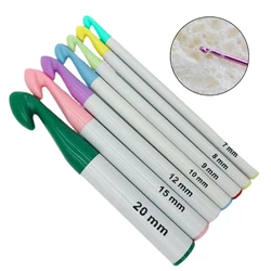 7 Pieces Huge Plastic Handle Crochet Hooks Set Large Size 7mm-20mm Colorful Sweater Knitting Needles Yarn Weave Sewing Crafts