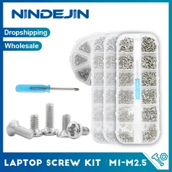 NINDEJIN Cross Mini Laptop Computer Screw Kit Nickel Plated M1 M1.2 M1.4 M1.7 M2 M2.5 Phillips Small Electronic Screw Set