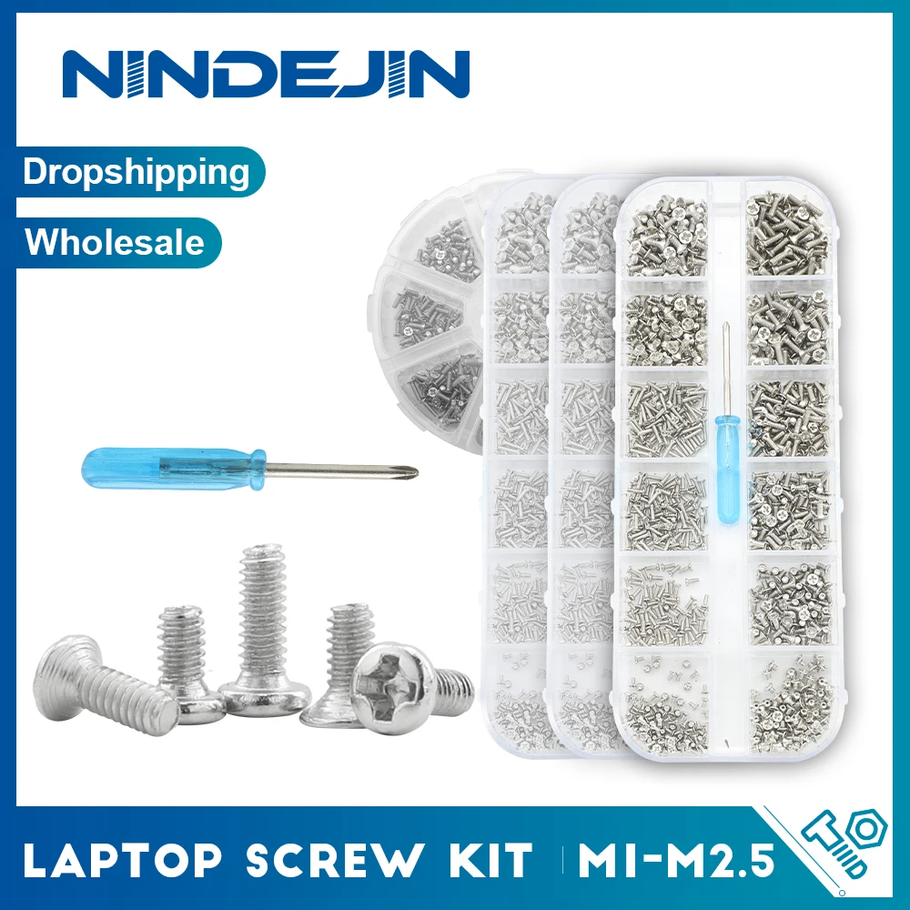 NINDEJIN krzyż Mini Laptop komputer zestaw wkrętów niklowane M1 M1.2 M1.4 M1.7 M2 M2.5 Phillips małe elektroniczne zestaw śrub