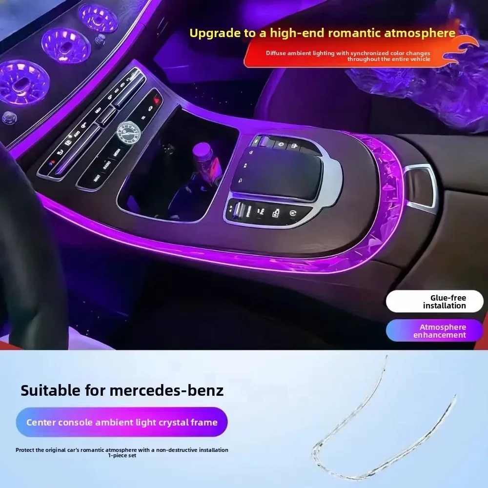 For Mercedes Benz W213 S213 C238 A238 E Class 2016-2023 Central Control Crystal Texture Ambient Trim Frame Interior Mod Parts