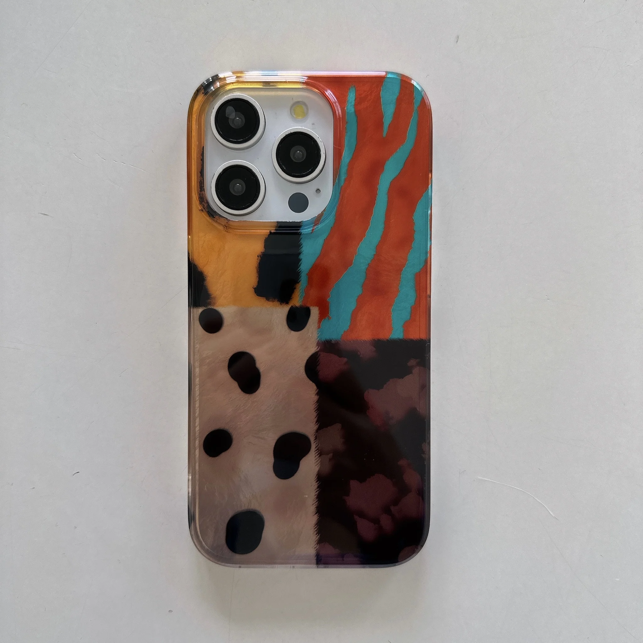 Estampado de leopardo rompecabezas de cuatro colores punto de onda Hawksbill diseño de almazuela funda de teléfono para iphone 12 13 14 15 16 Pro funda de teléfono