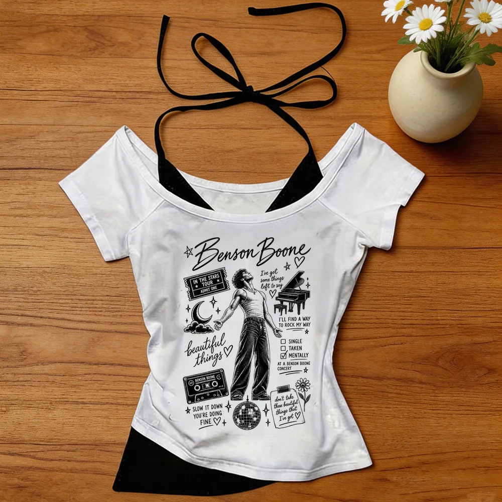 Bruno Mars cropped top girl korean fashion clearance sales summer scene  2000s shirt meme cute manga japan korean fashion