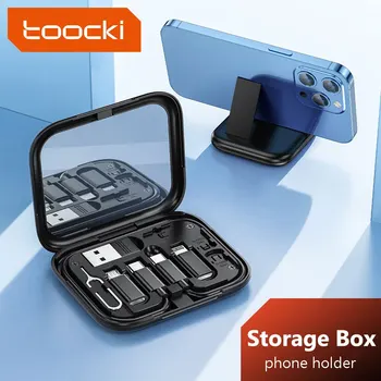 Toocki USB C 타입-USB C 케이블, 미니 데이터 케이블 세트, 스토리지 박스, 고속 충전 충전기, 샤오미 휴대폰 홀더, 60W, 4 in 1