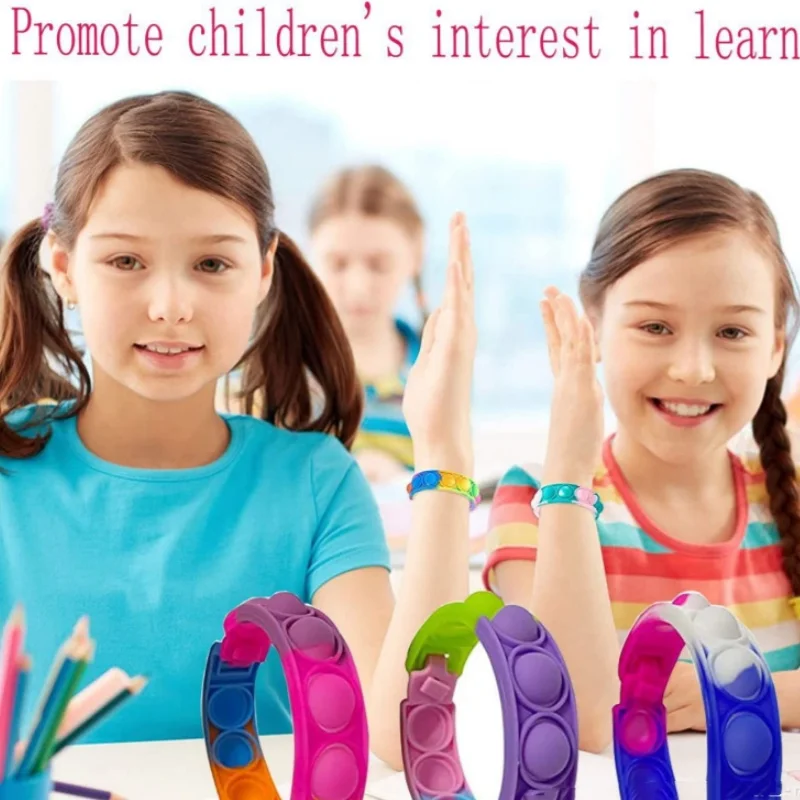 10/30PCS Toys Pop Bracelet Party Favors Bubble Bracelets Push Poping Sensory Stress Reliever Toys for Kids Children Gifts