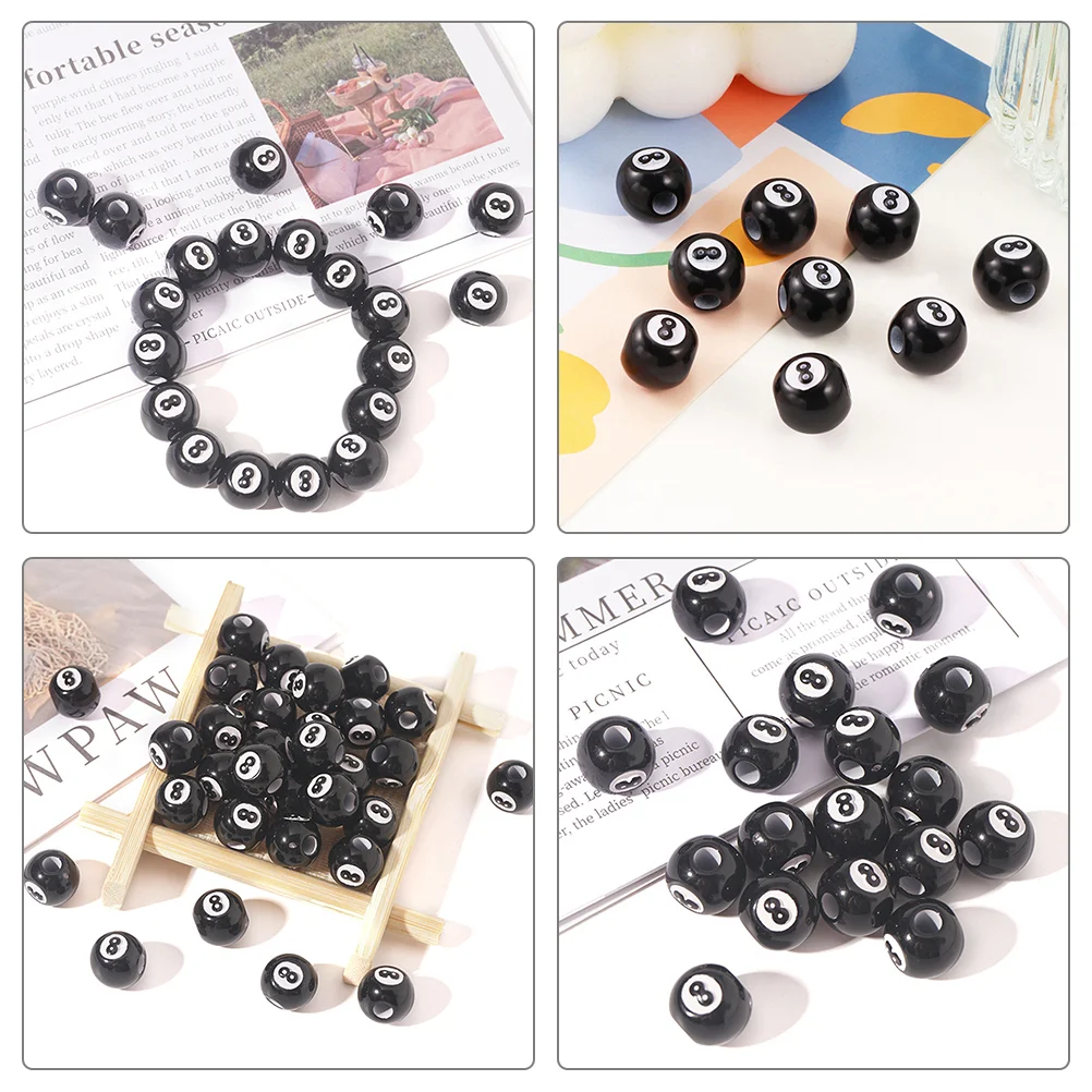 DIY Beads for Jewelry Making Billiards Spacer Acrylic Pool Loose Beaded Bracelet Chunky Black