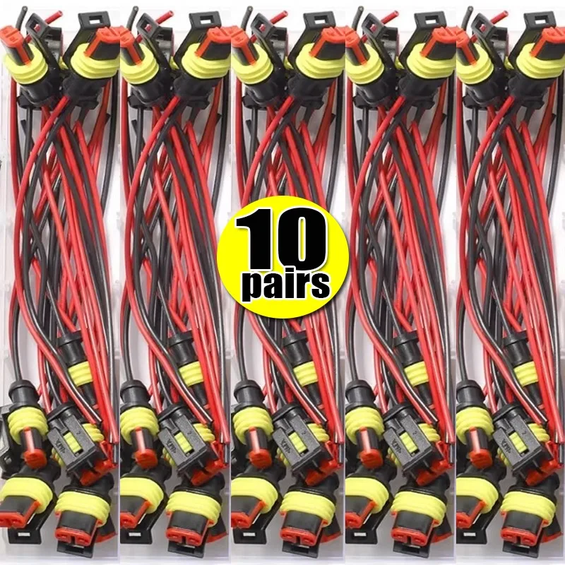 

16 AWG Waterproof Automotive Male Female Electrical Connectors Plug 2-Pin Way with Wire for Car Motorcycle Scooter Marine