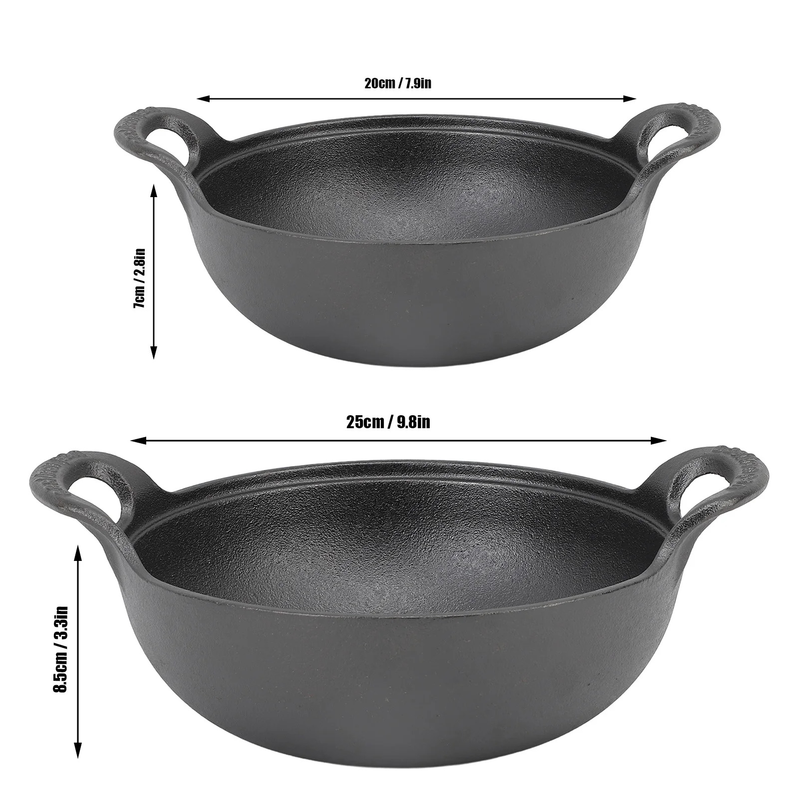 Cast Iron Wok Wooden Lid Flat Base 2 Loop Handle Even Heat  Multifunctional Stir Fry Pan for Kitchen