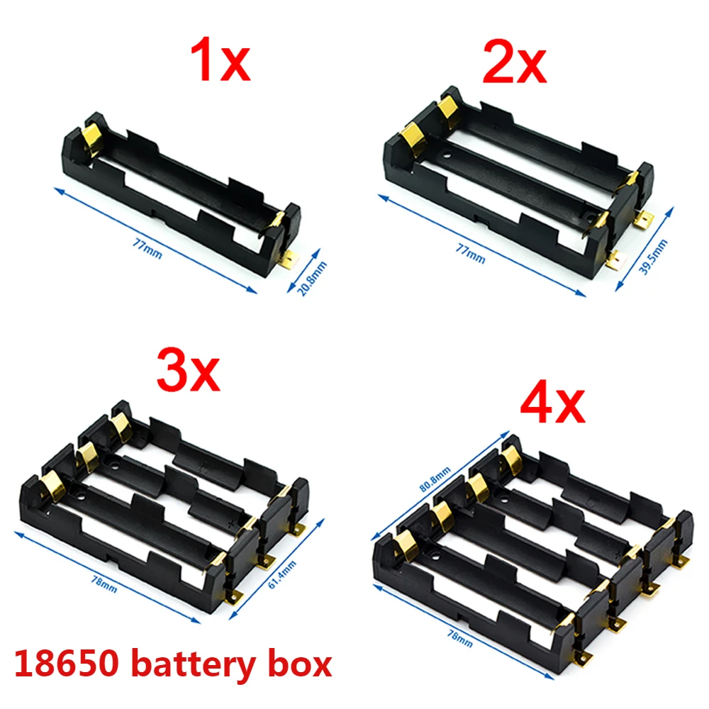 1x 2x3x4x SMT 18650 Series Battery Holder Box Storage Box Container Power Bank Storage Box With Bronze Pins SMT SMD Battery Box