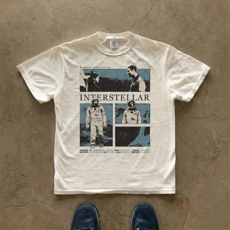 Interstellar Movie Poster T-Shirt Graphic Tee Vintage Tee Short Sleeve Men's T-shirts for Summer Unisex All-Season