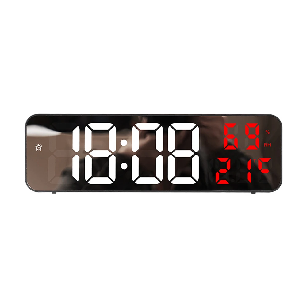 

Led Digital Wall Clock Large Screen Wall-mounted Time Temperature Humidity Display Electronic Alarm Clock