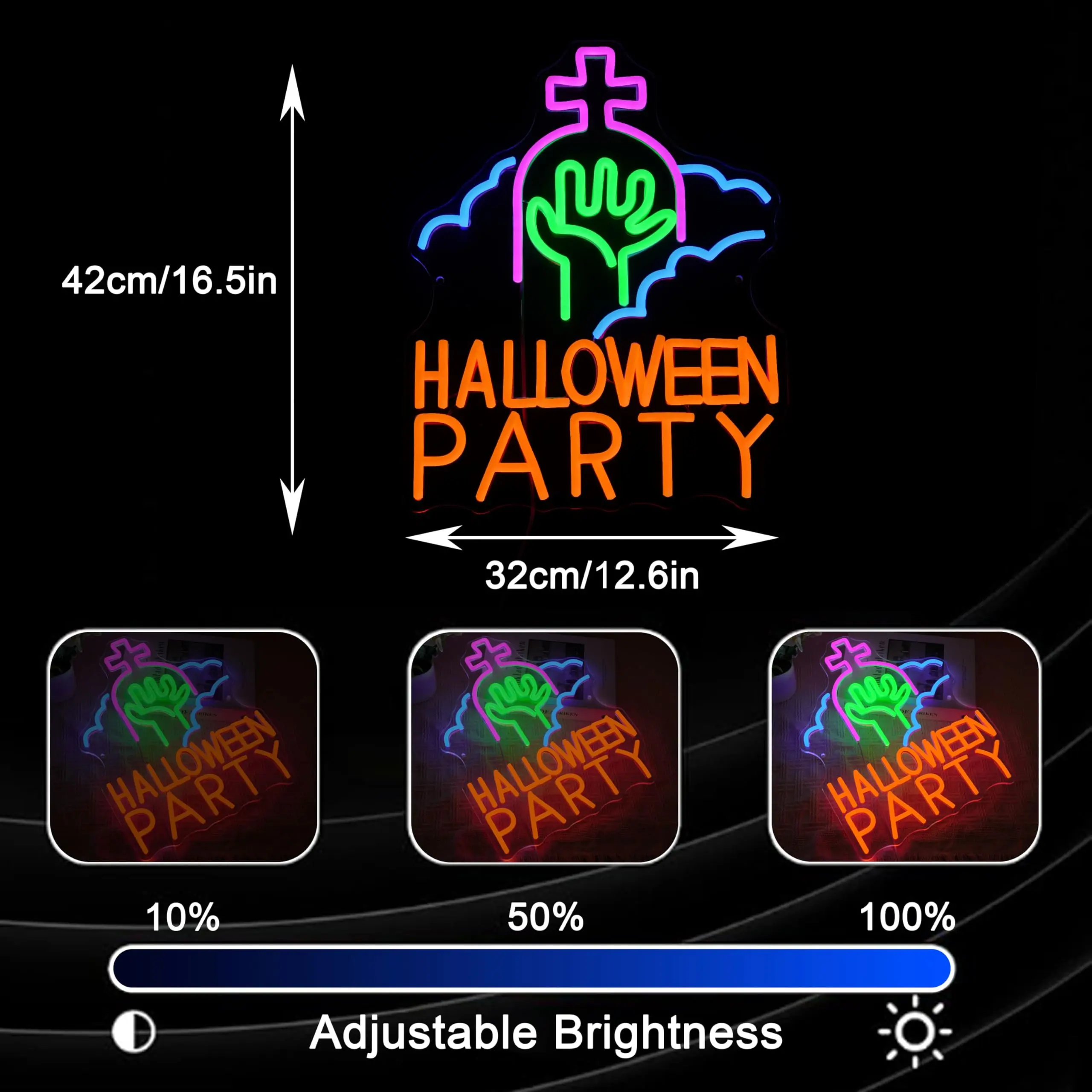 هالوين القوطية علامة مميزة النيون USB بالطاقة تضيء تسجيل جدار ديكور لجميع القديسين حفلة غرفة نوم بار رجل الكهف بيت مخيف