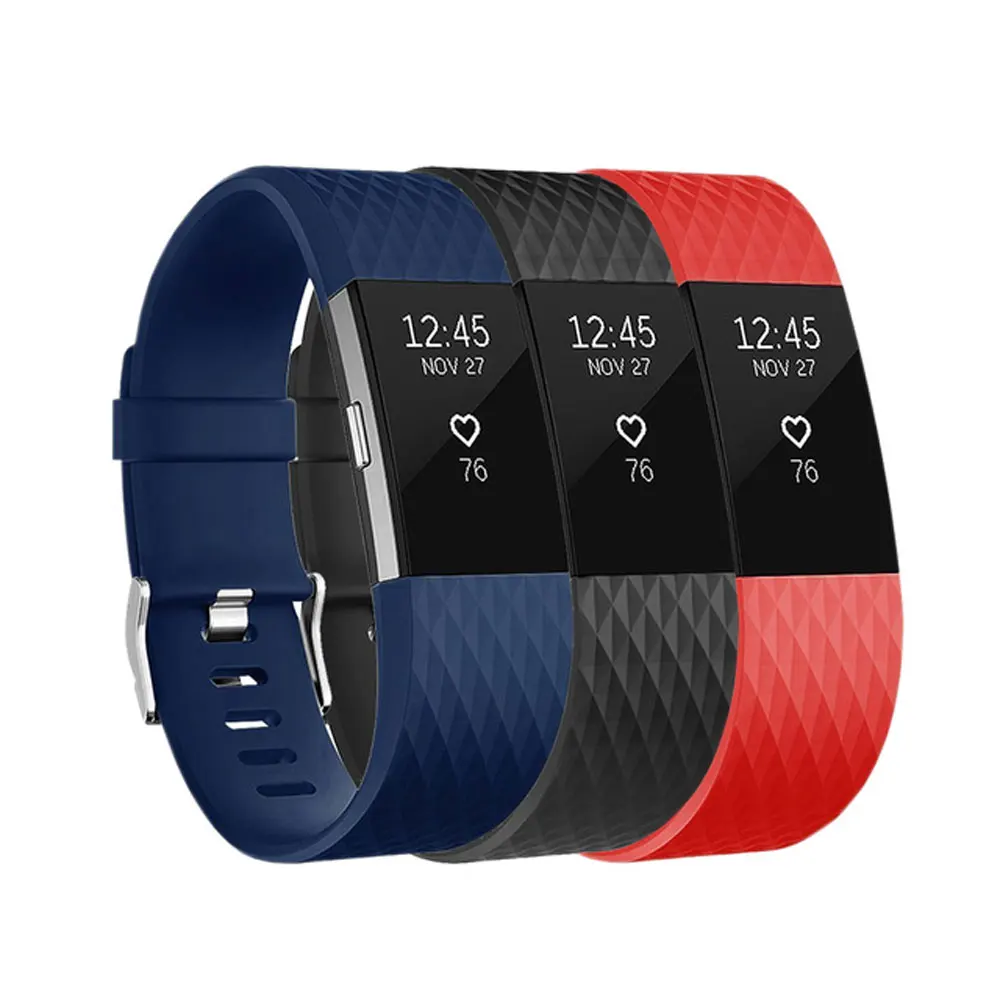 3 قطع من حزام ساعة TPU الناعم لساعة Fitbit Charge 2 سوار معصم بديل لملحقات حزام Fitbit Charge2