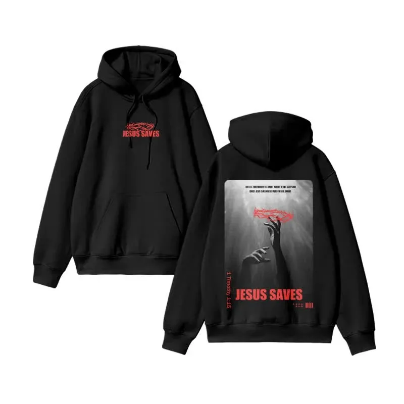 

2025 Autumn and Winter Unisex 100% Cotton Jesus Saves Design Print Hoodie High-end Luxury Is for Both Men and Women Top Y2k