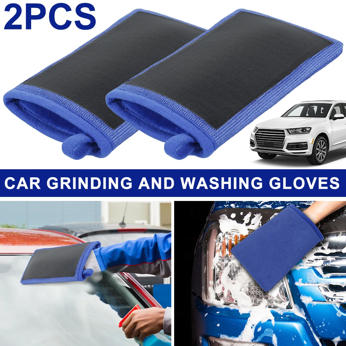 2Pcs Car Cleaning Glove Clay Mitt Non-Scratch Fiber Auto Detailing Mitt Wash Car Paint  Scratch Free Cleaning Clay Glove