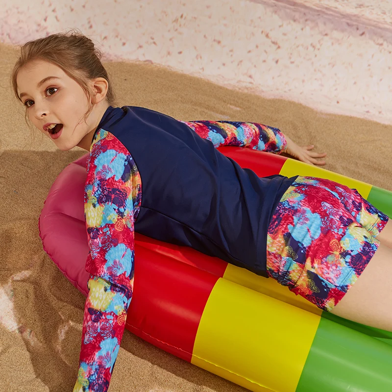 2-14 Years Girls Rash Guards Swimwear 2pcs Swimsuit Long Sleeve Bodysuit Kids Bathing Suit Children Beach Wear Drop Shipping image 6