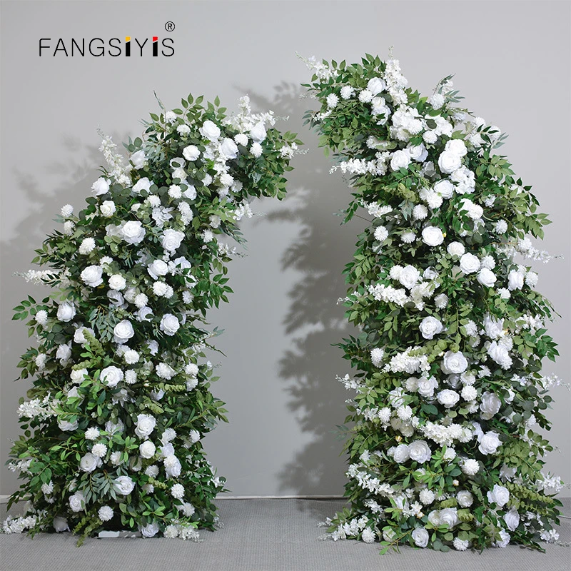 

Деревянная арка в форме Луны с зеленью, Белая роза, цветочная композиция, свадебный фон, Декор, реквизит для событий, фотография