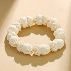 Buddhist Rosary Beads Bracelet Natural Ivory Fruit Carved Lotus Buddha's Hand Bracelet Lucky Amulet Auspicious Jewelry Gifts