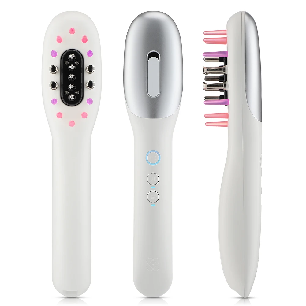 

Electric RF Laser Hair Growth Scalp Massager LED Light EMS Microcurrent High Frequency Vibration Hair Comb Anti Hair Loss Brush