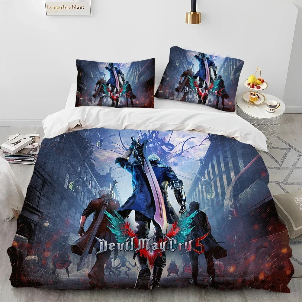 

D-Devil May Cry DMC Game Gamer Comforter Комплект постельного белья, пододеяльник, пододеяльник, наволочка, комплект постельного белья размера Queen King Kids