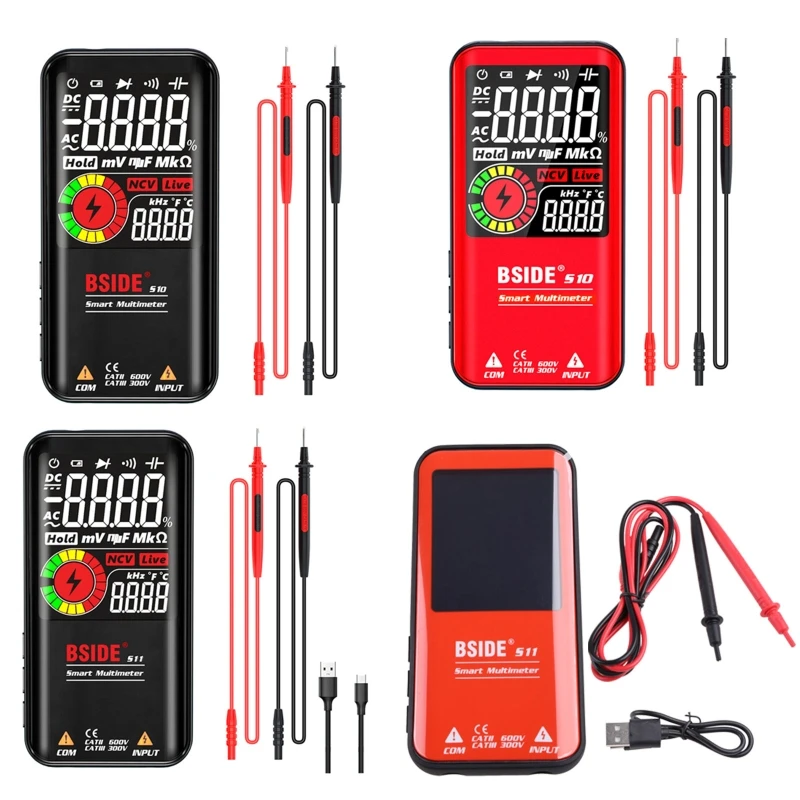 B-SIDE S10 / S11 Digital für Smart Multimeter Farb-LCD-Display 9999 Digitaler Spannungskondensator Ohm Diode NCV Hz Tester