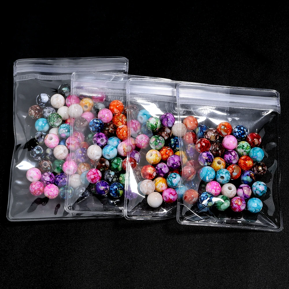 20Pcs 4-15cm PVC Transparent Self sealing Bag Jewelry Packaging OPP Zipper Bag For DIY Bracelet Necklace Bead Storage Display