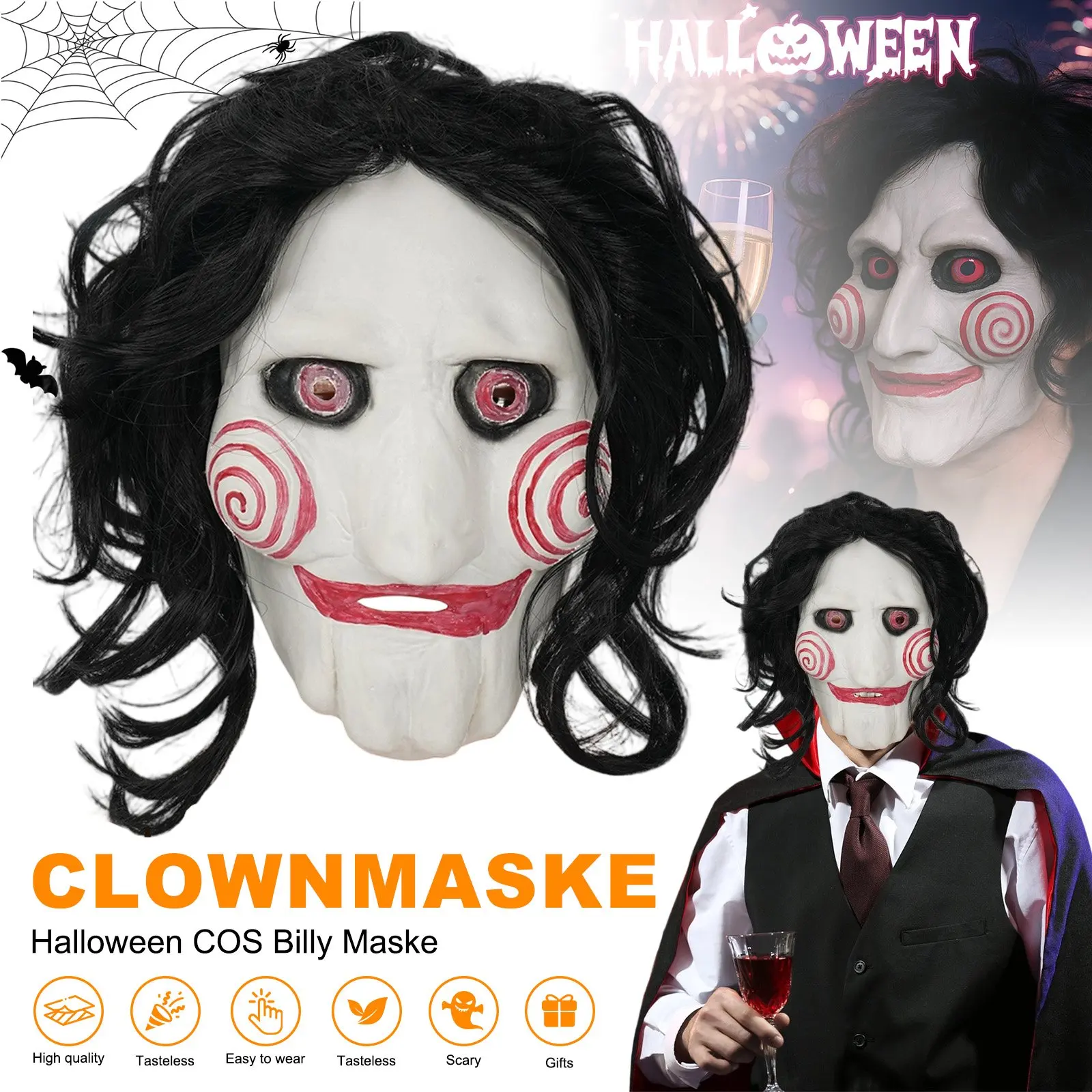 1 masque de clown d'Halloween, adapté aux carnavals d'Halloween, aux soirées à thème, aux bals costumés et aux célébrations de Pâques.