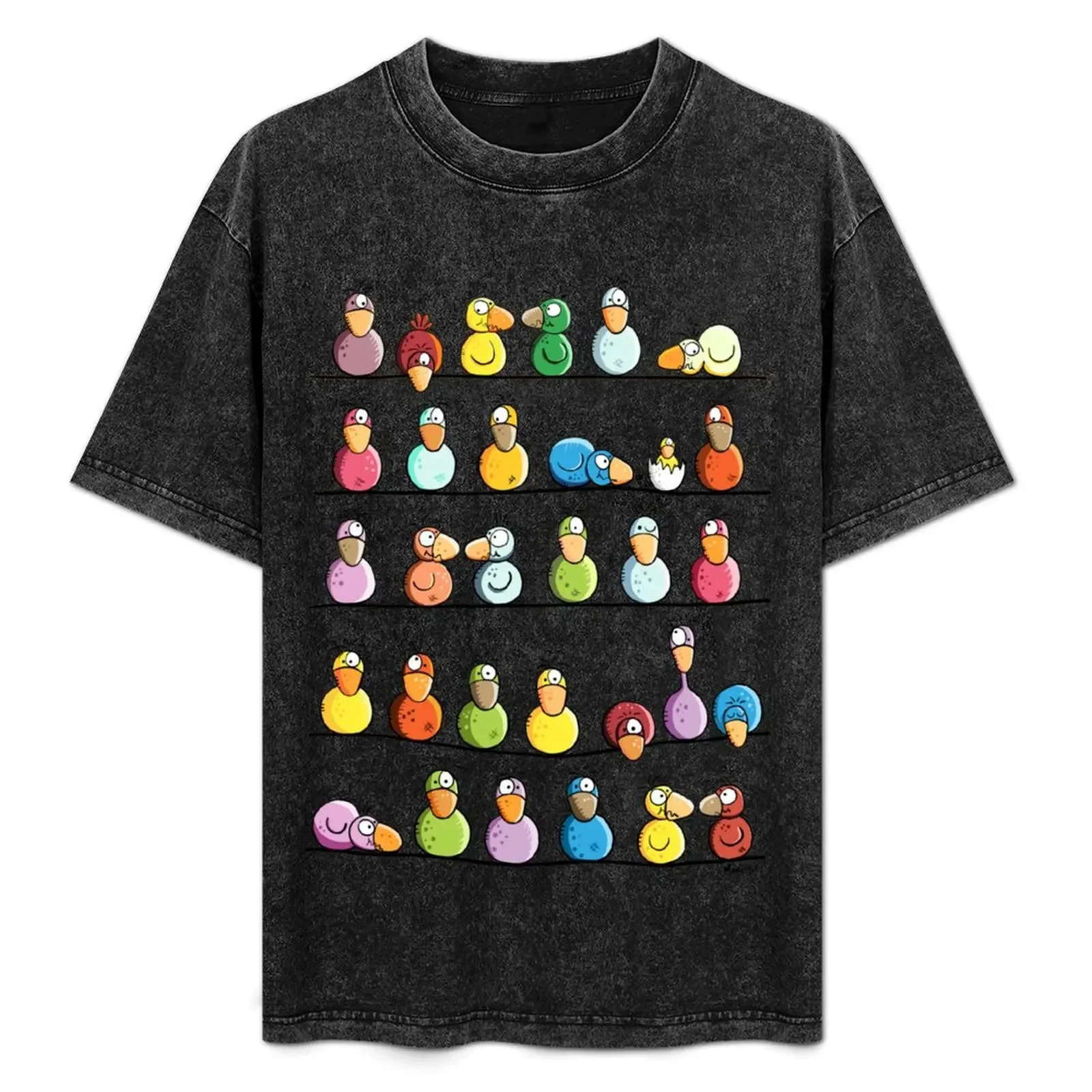 

Funny Colorful Bird Farm T-Shirt blue lock quick drying cute clothes vintage Men's clothing