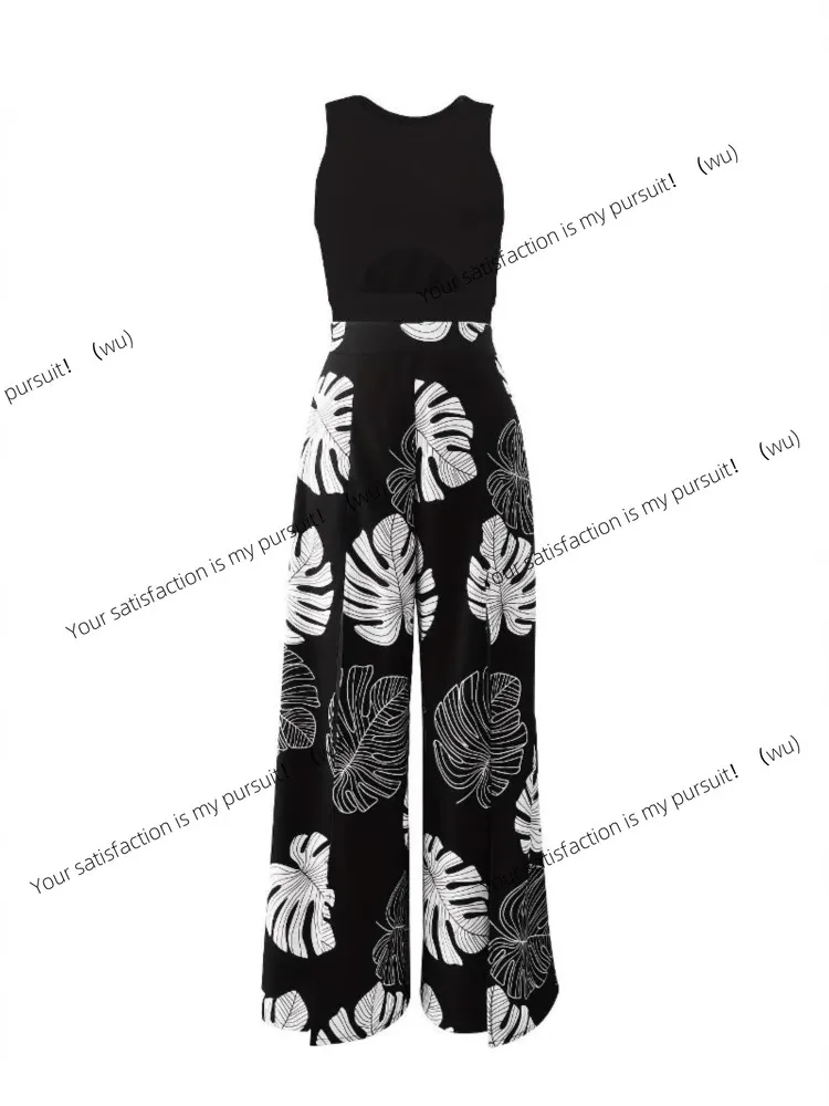 ZOCI-Fashion Set Dua Potong Wanita, Set Celana Bermotif, Rompi Pendek Leher Bulat, Kasual Elegan, Setelan Wanita