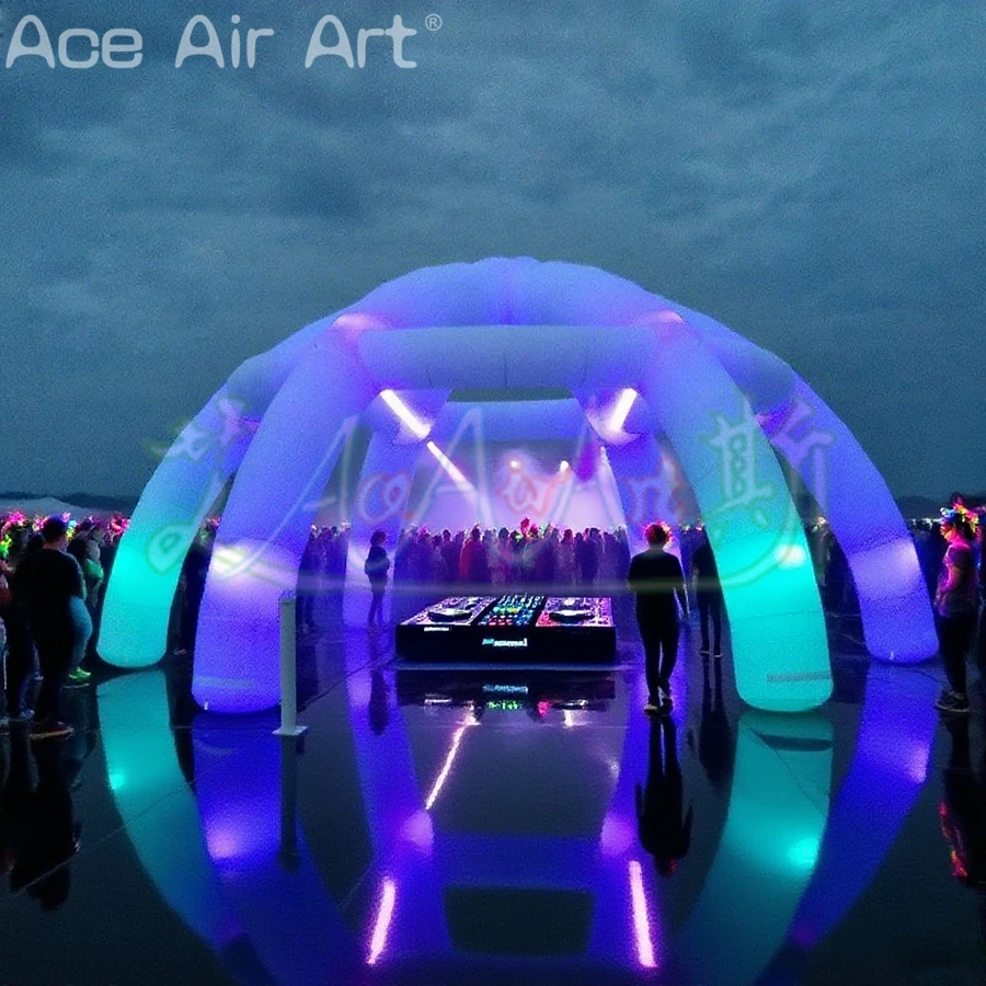 Gigantisch opblaasbaar partytentmodel met een diameter van 8 m en led-verlichting voor bruiloft Opblaasbare spintent voor evenementendecoratie