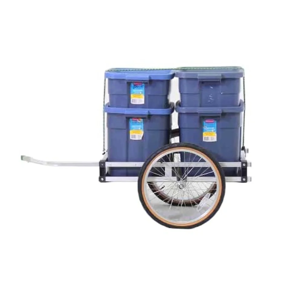 Heavy Duty Aluminum Flatbed Bike Trailer Inside Cargo dims 56cmWx77cmL max Payload 125lbs Comes with Easy Install Steel