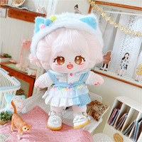 20cm Cute Soft Plush Doll Kawaii Blue Dress 3Pc Suit Anime Stuffed Cotton Girls Doll with Clothes DIY Accessory Toy for Kid Gift