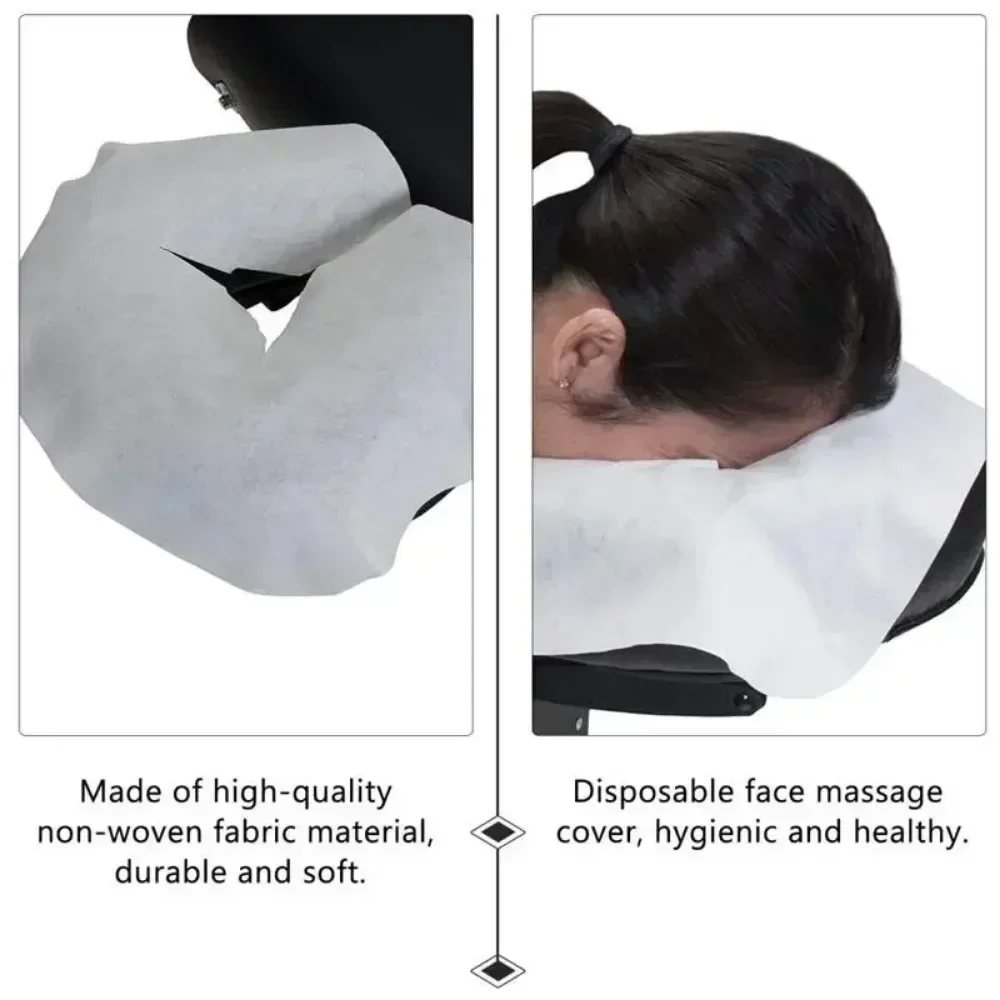 100pcs Disposable Face Hole Table Cover Non-woven Cloth Spa Massage Table Sheets Headrest Pads Beauty Salon Massage Accessories