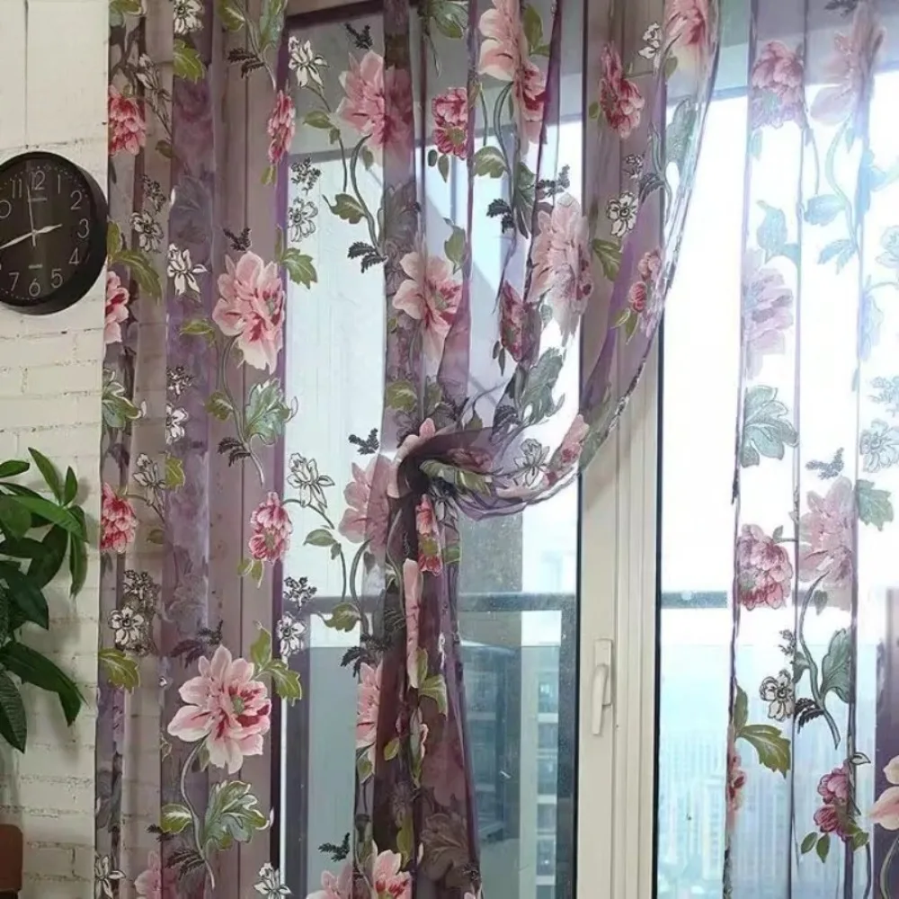 

Fresh Pastoral Peony Flower Curtains for Living Room Blackout Bedroom Balcony Hook Thermal Insulated Custom Size