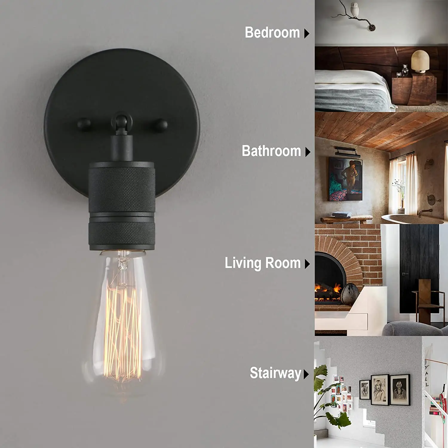 Permo Minimalist Single Socket 1- Light Wall Industrial Wall Sconce Vintage Metal Wall Light