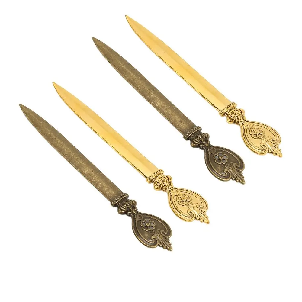 

4 Pcs Durable Zinc Alloy Letter Openers Lightweight Gold Mail Opener Bronze Retro Letter Opener Tool Home
