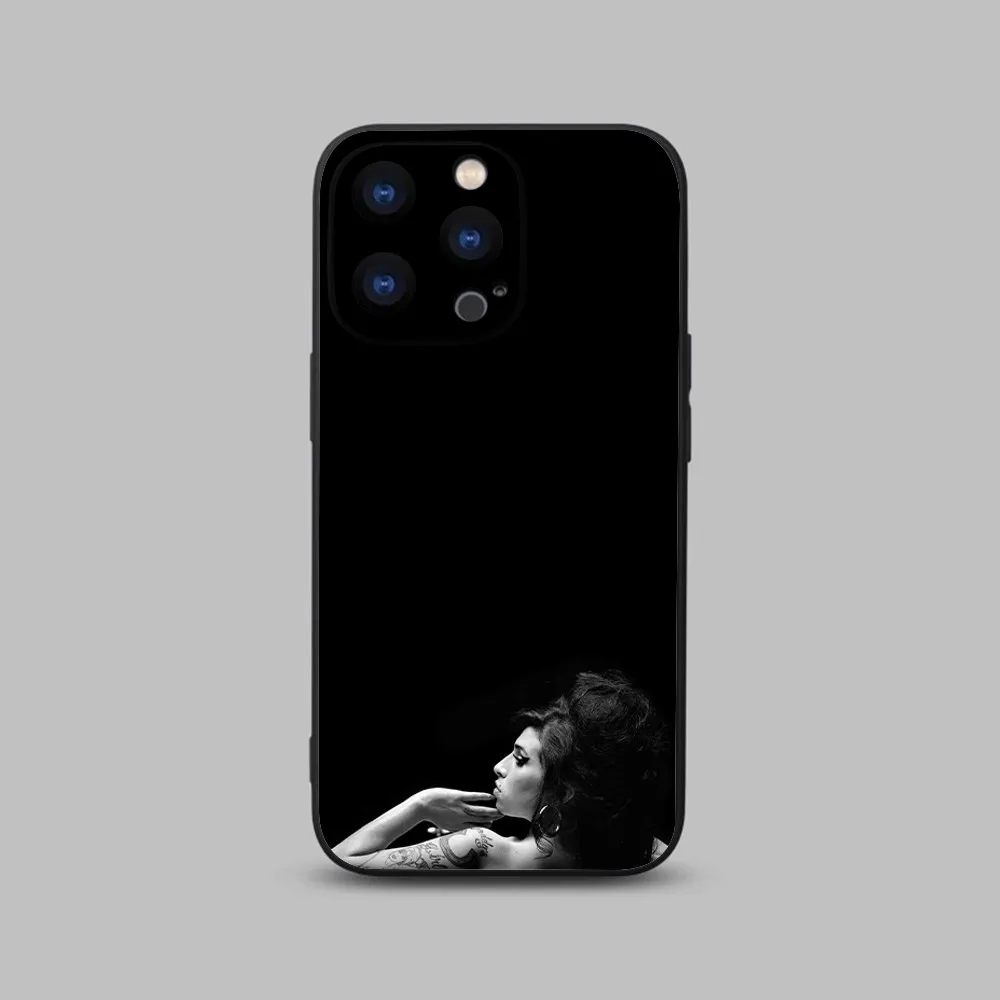 Amy Winehouse Singer Phone Case For iPhone 15,14,13,12,11 Plus,Pro,Max,XR,XS,X,7,8 Plus,SE,Mini Black Silicone Soft