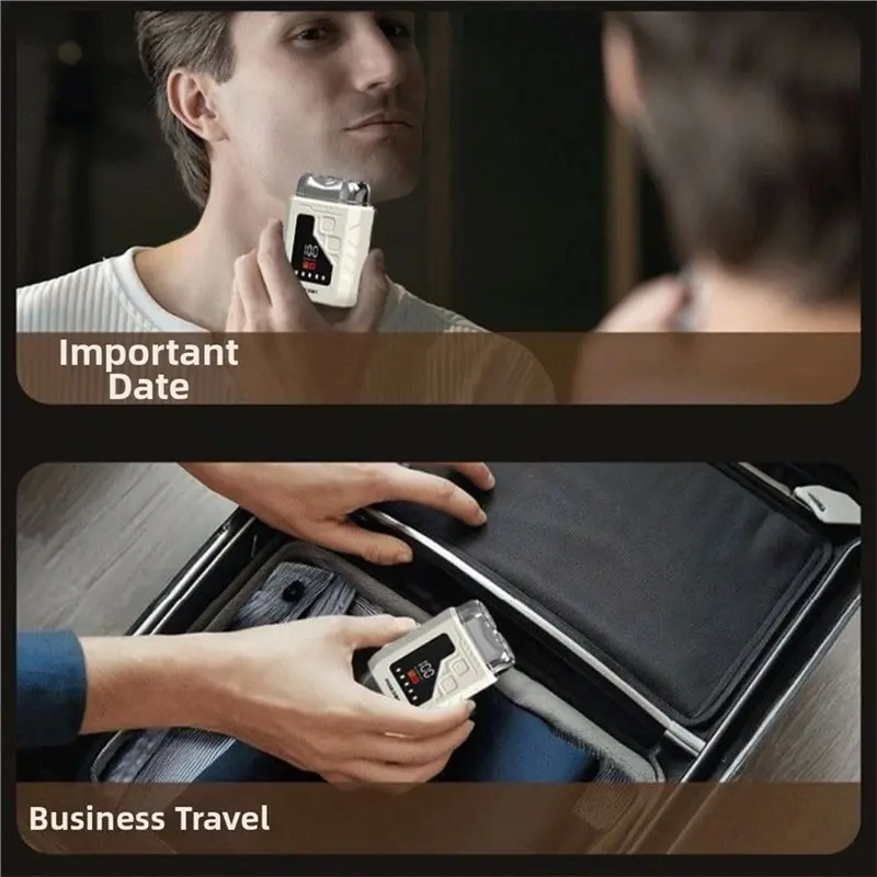 【POPULAR】Smart Electric Shaver 2N1 Mini Double Head Digital Display Waterproof Nose Hair Trimmer Clipper