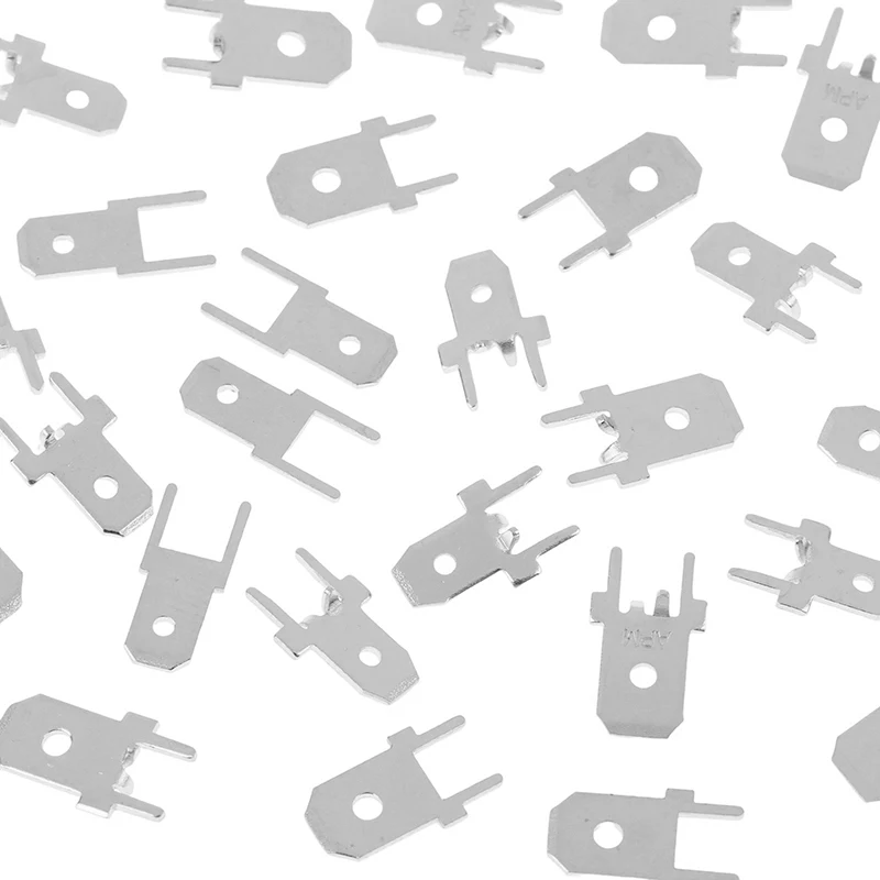 50 Pz 6.3 MM 4.8 MM Inserti Spina Terminale Maschio 250 PCB Capocorda di Saldatura Spessore 0.8 Due Gambe PCB Saldatura Copriletto FAI DA TE Saldatura Reapir parte